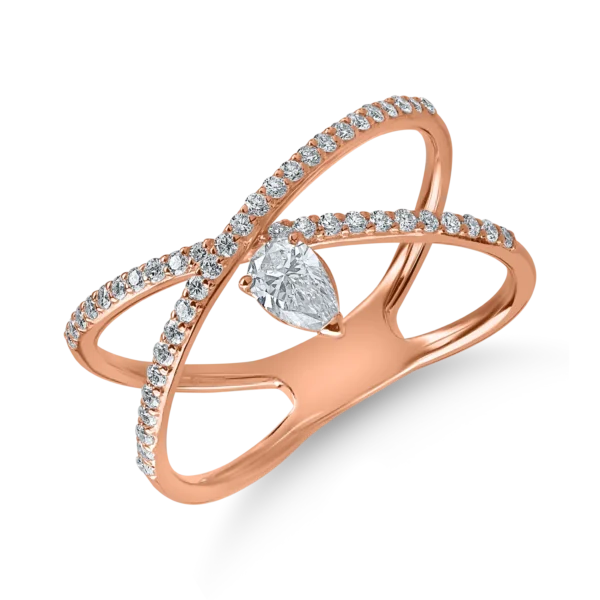 Inel din aur roz cu diamante pear si rotunde de 0.51ct