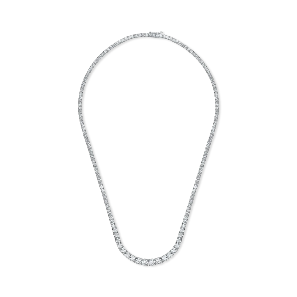 Colier tennis din aur alb cu diamante de 9.05ct