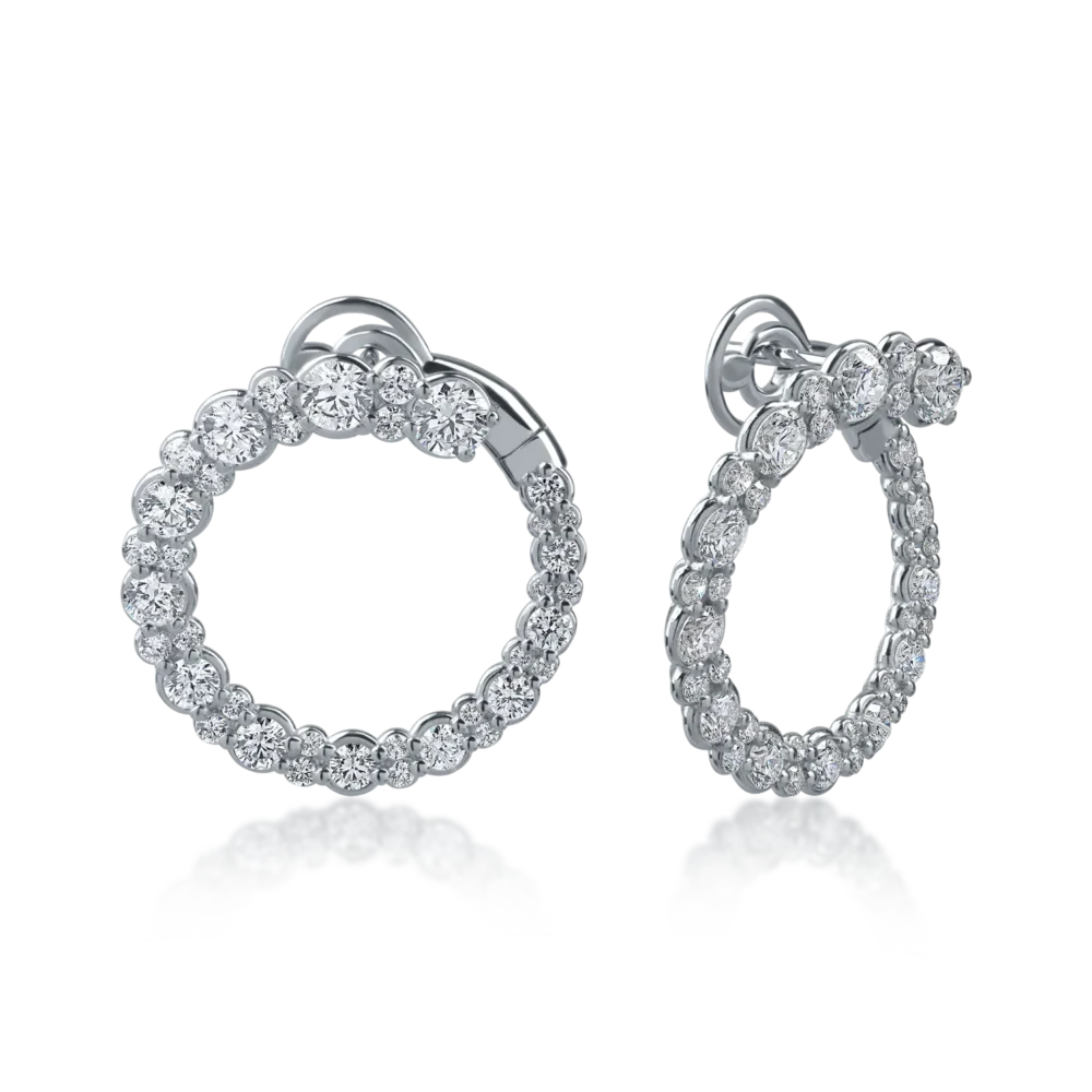 Cercei din aur alb cu diamante de 2.52ct