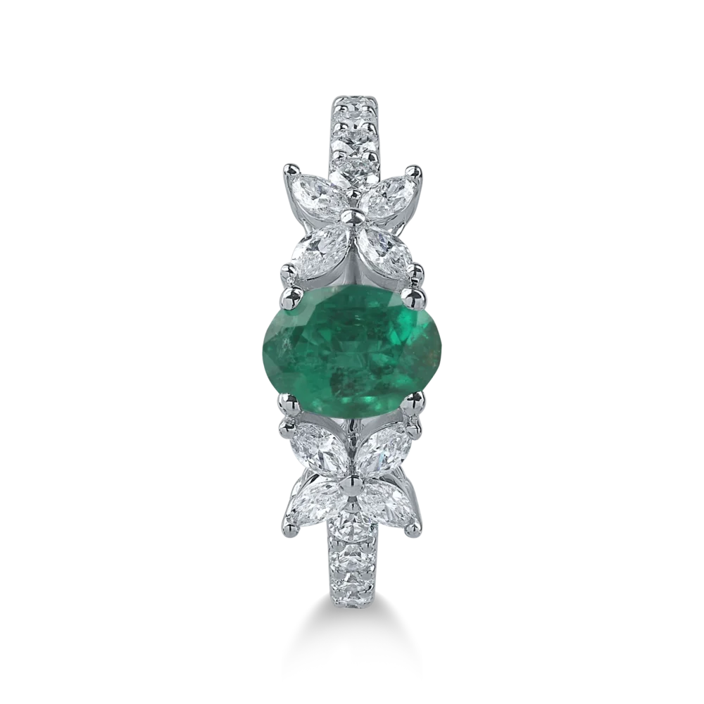 Inel din aur alb cu smarald oval de 0.89ct si diamante de 0.5ct - imagine 2