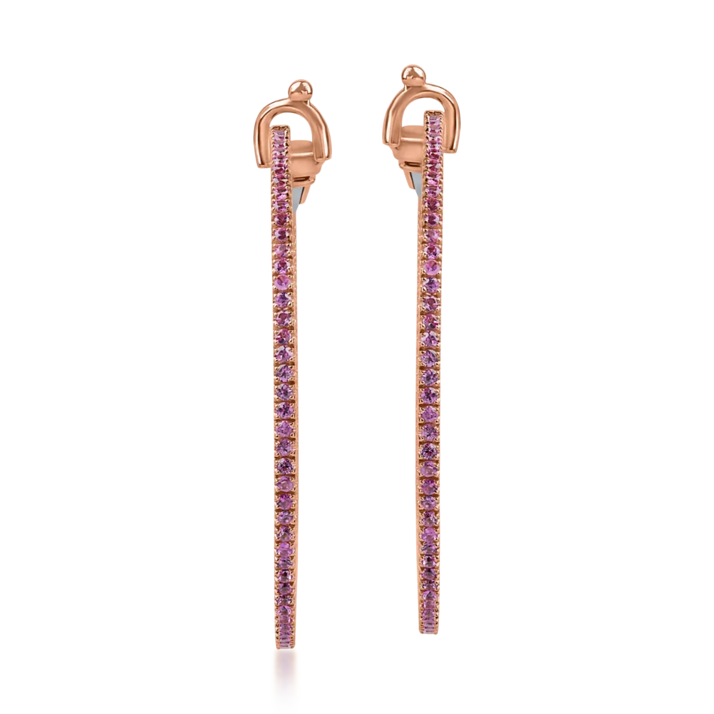 Cercei din aur roz cu safir roz de 1.2ct - imagine 2