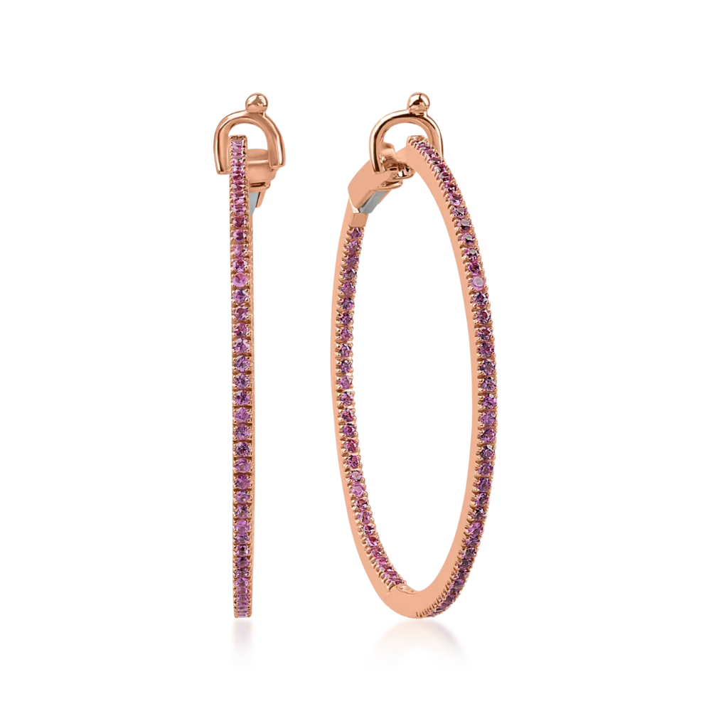 Cercei din aur roz cu safir roz de 1.2ct