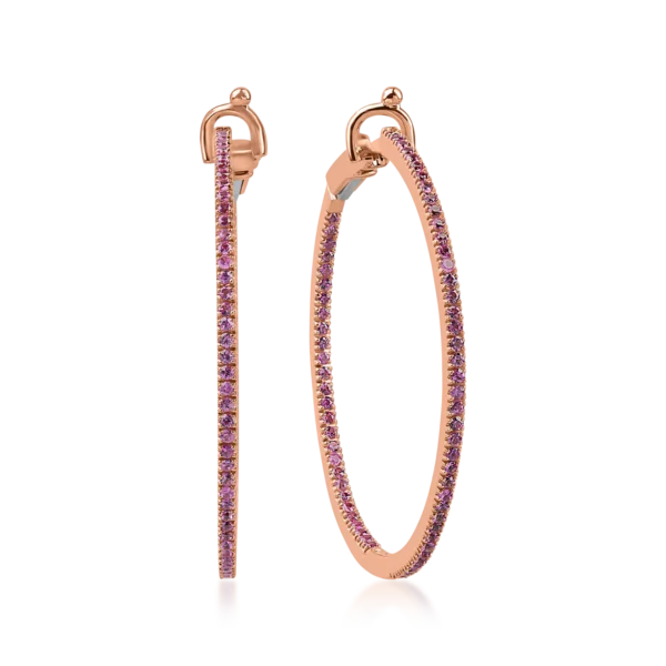 Cercei din aur roz cu safir roz de 1.2ct