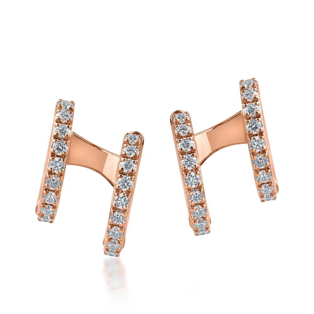 Cercei din aur roz cu diamante de 0.56ct - imagine 2