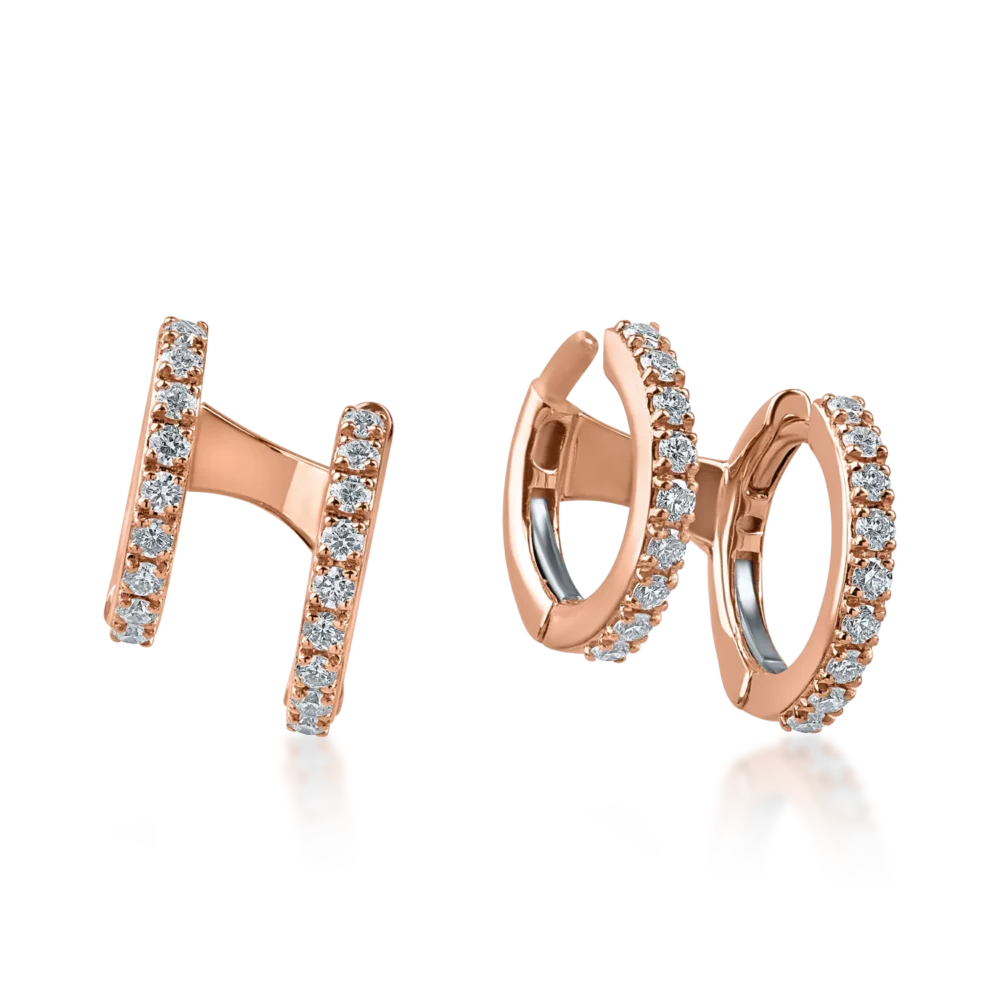 Cercei din aur roz cu diamante de 0.56ct