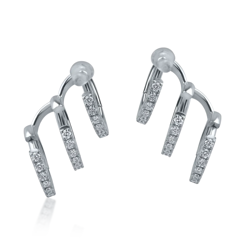Cercei din aur alb cu diamante de 0.84ct - imagine 2