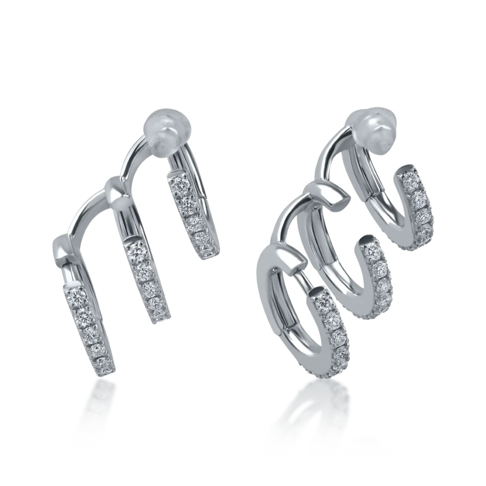 Cercei din aur alb cu diamante de 0.84ct