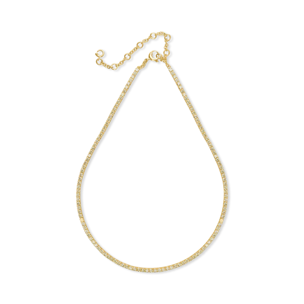 Colier tennis din aur galben cu diamante galbene de 6.4ct