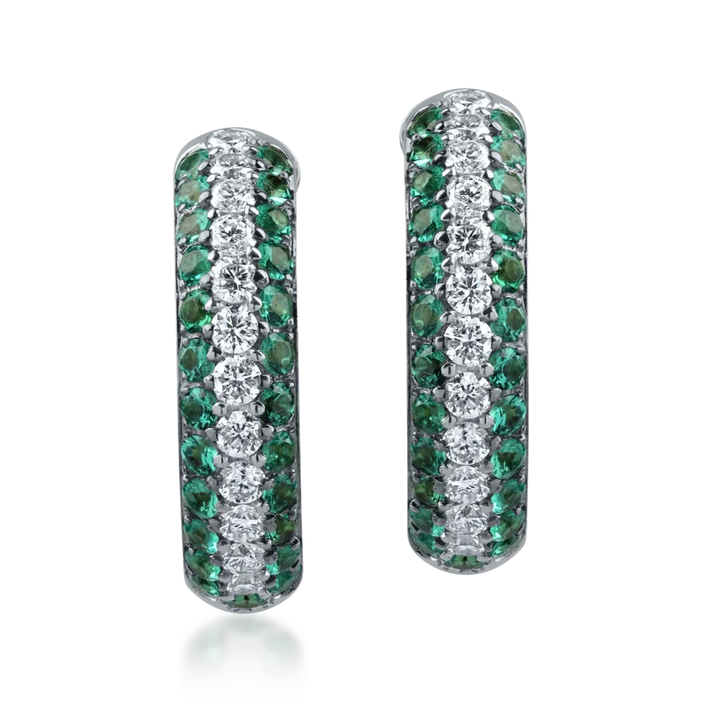 Cercei din aur alb cu smaralde si diamante de 1.31ct - imagine 2