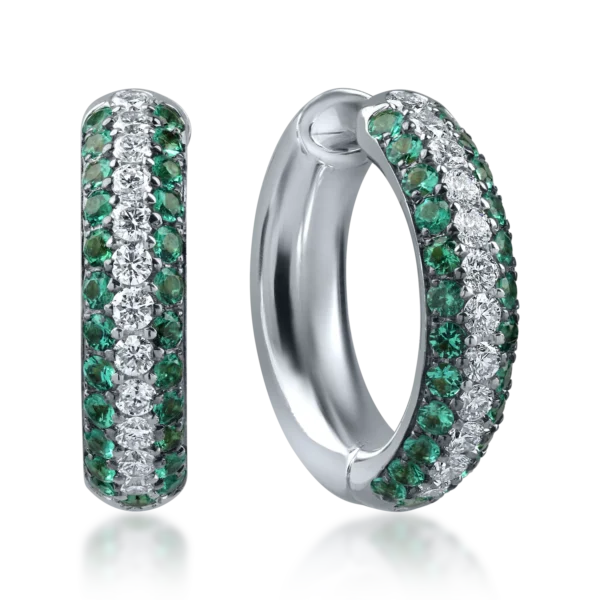 Cercei din aur alb cu smaralde si diamante de 1.31ct