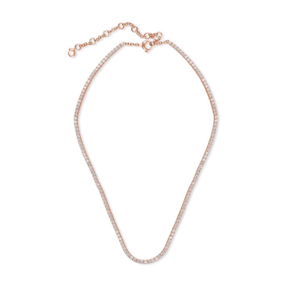 Colier tennis din aur roz cu diamante de 5.2ct