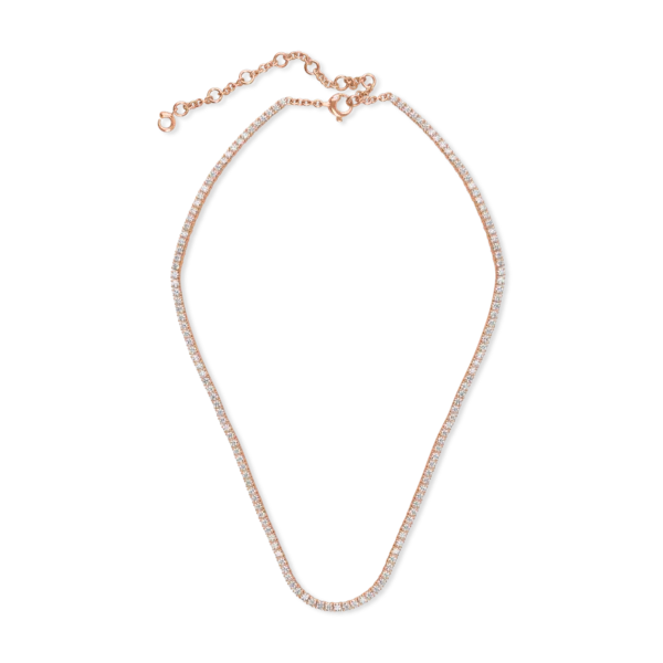 Colier tennis din aur roz cu diamante de 5.2ct