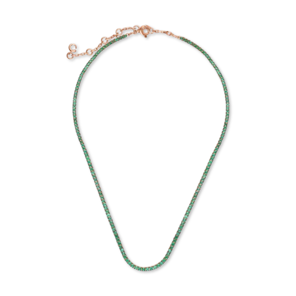 Colier tennis din aur roz cu smaralde de 3.95ct