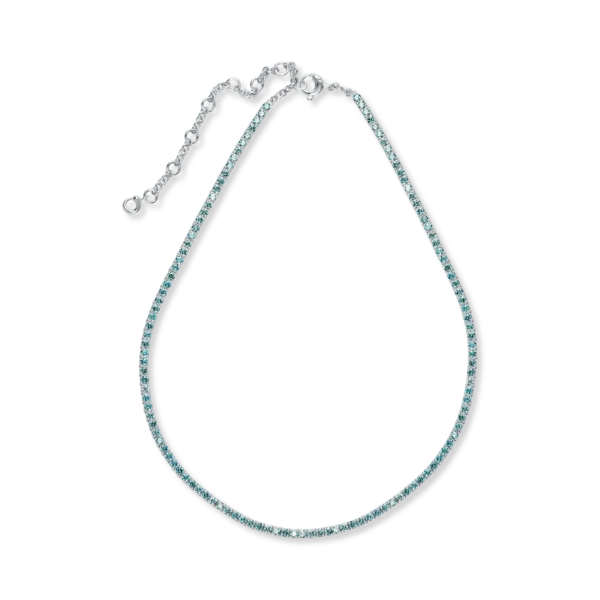 Colier tennis din aur alb cu diamante albastre de 6.65ct