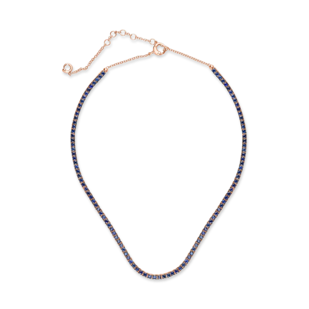 Colier tennis din aur roz cu safire de 5.64ct