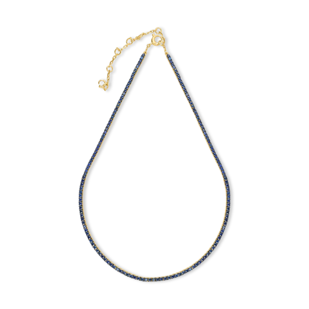 Colier tennis din aur galben cu safire de 6.4ct