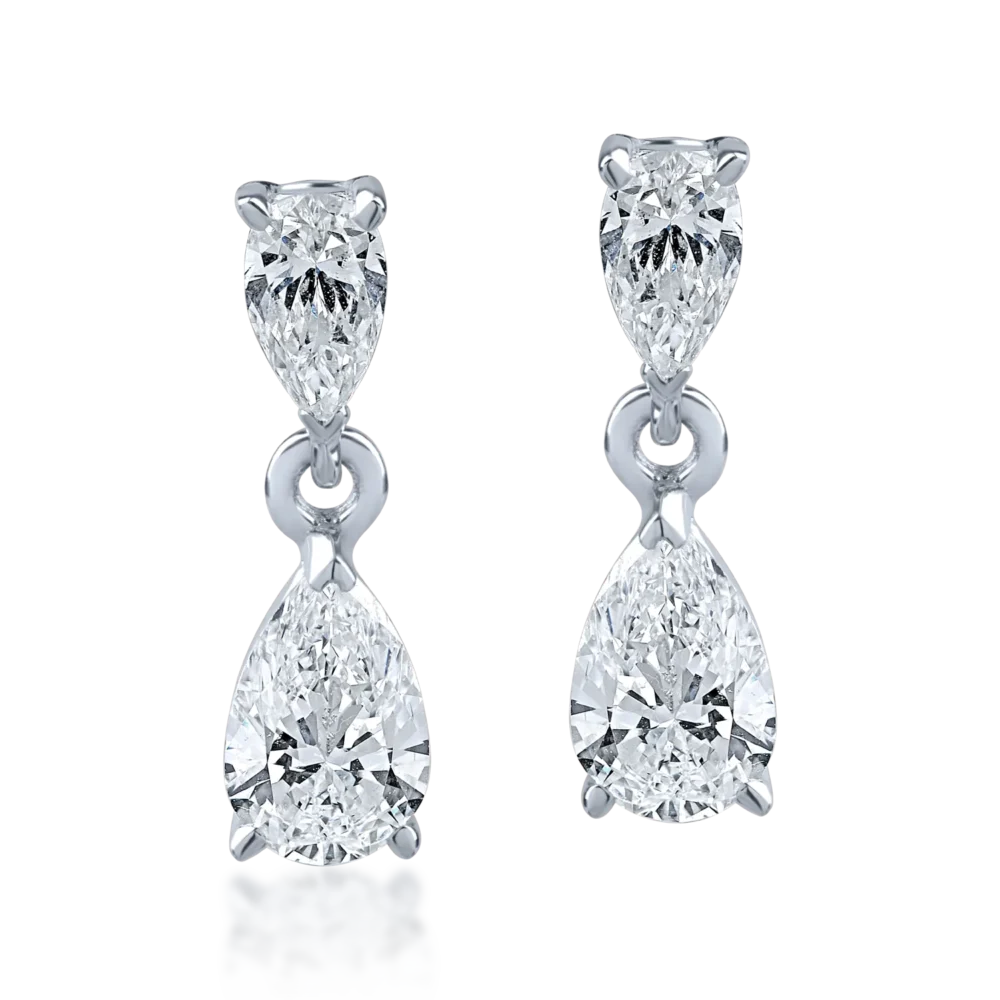 Cercei din aur alb cu diamante pear de 1.38ct - imagine 2