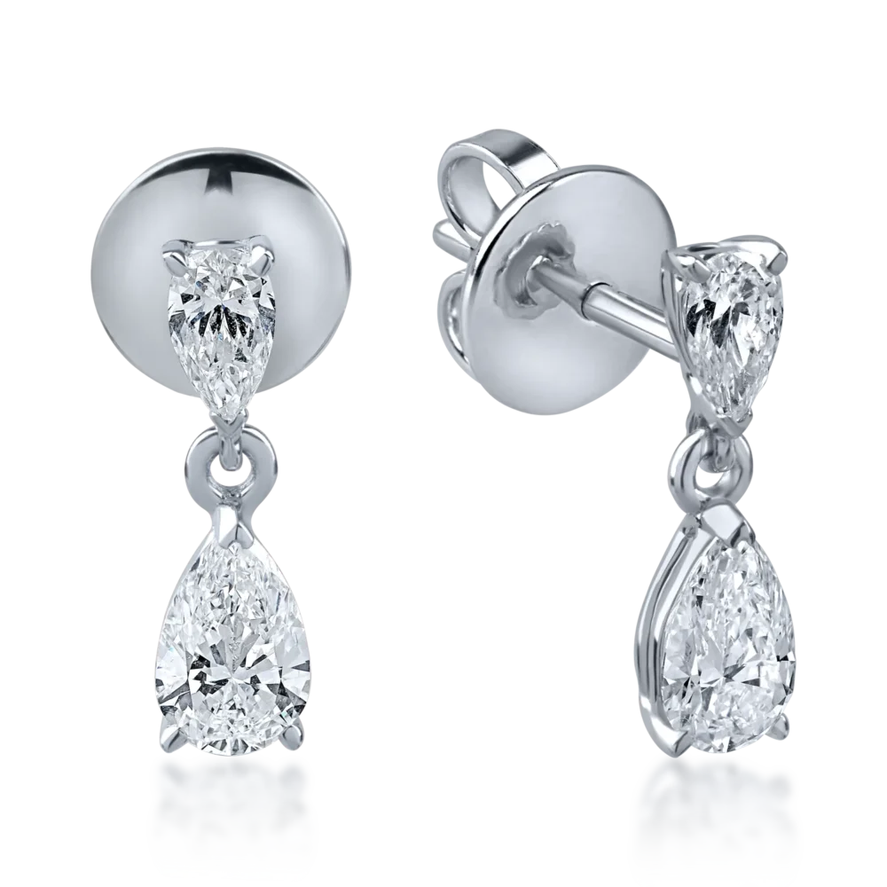 Cercei din aur alb cu diamante pear de 1.38ct