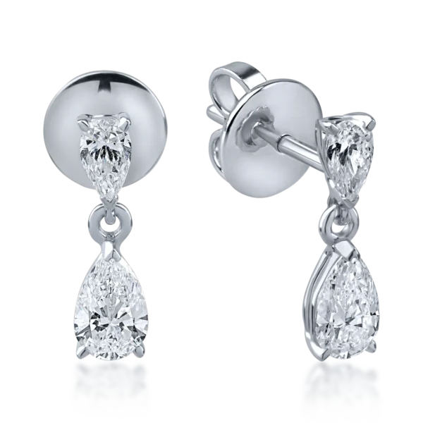 Cercei din aur alb cu diamante pear de 1.38ct