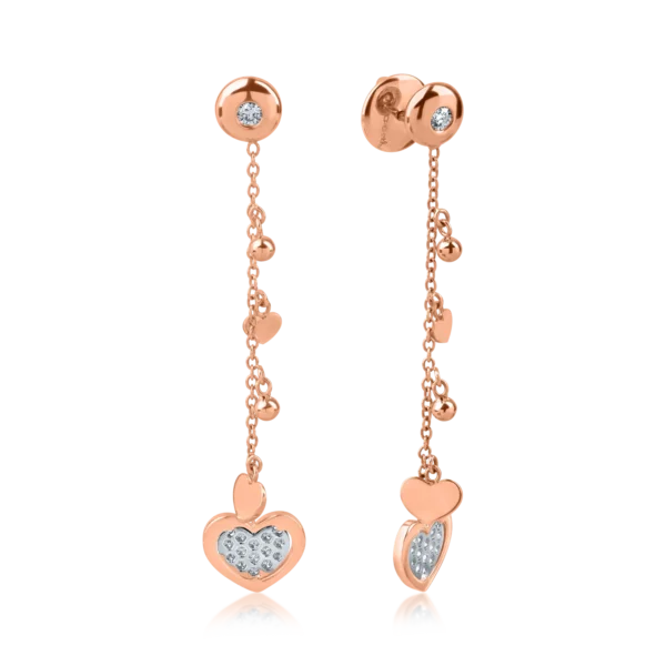 Cercei din aur roz cu diamante de 0.22ct