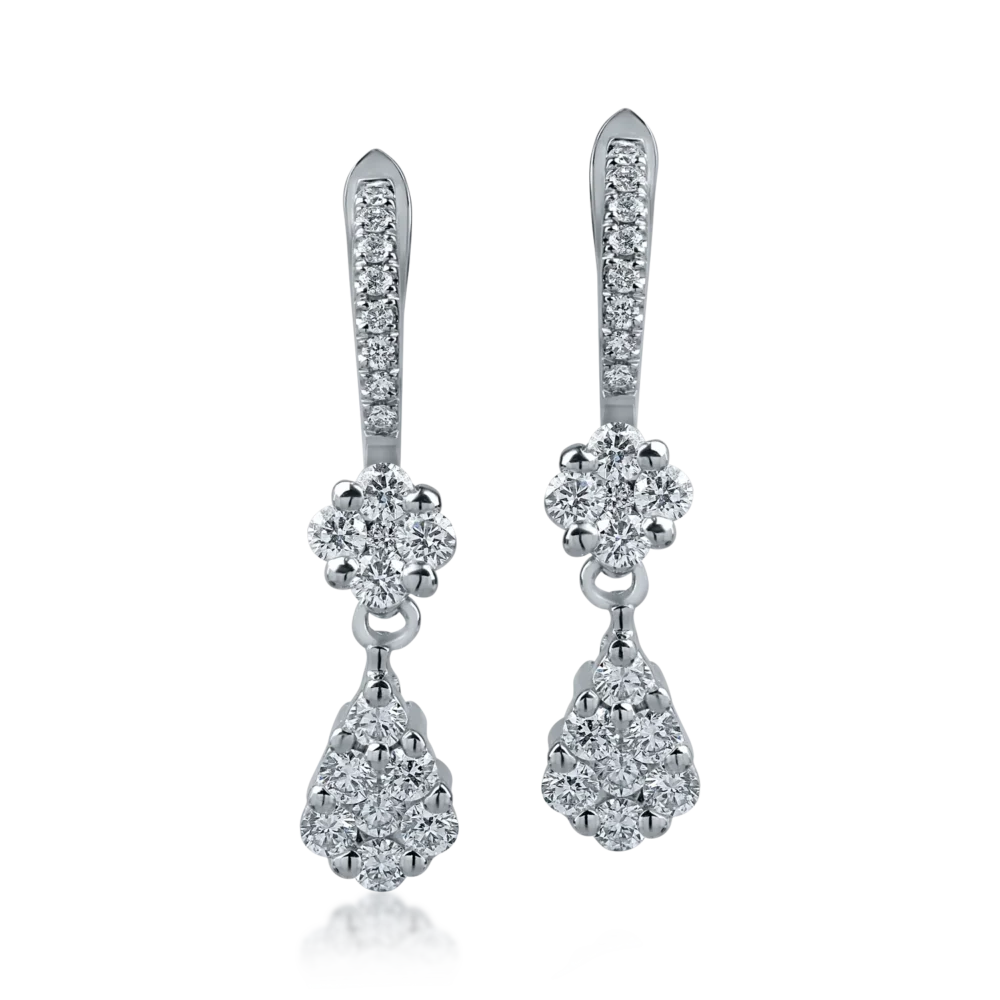 Cercei din aur alb cu diamante de 0.92ct