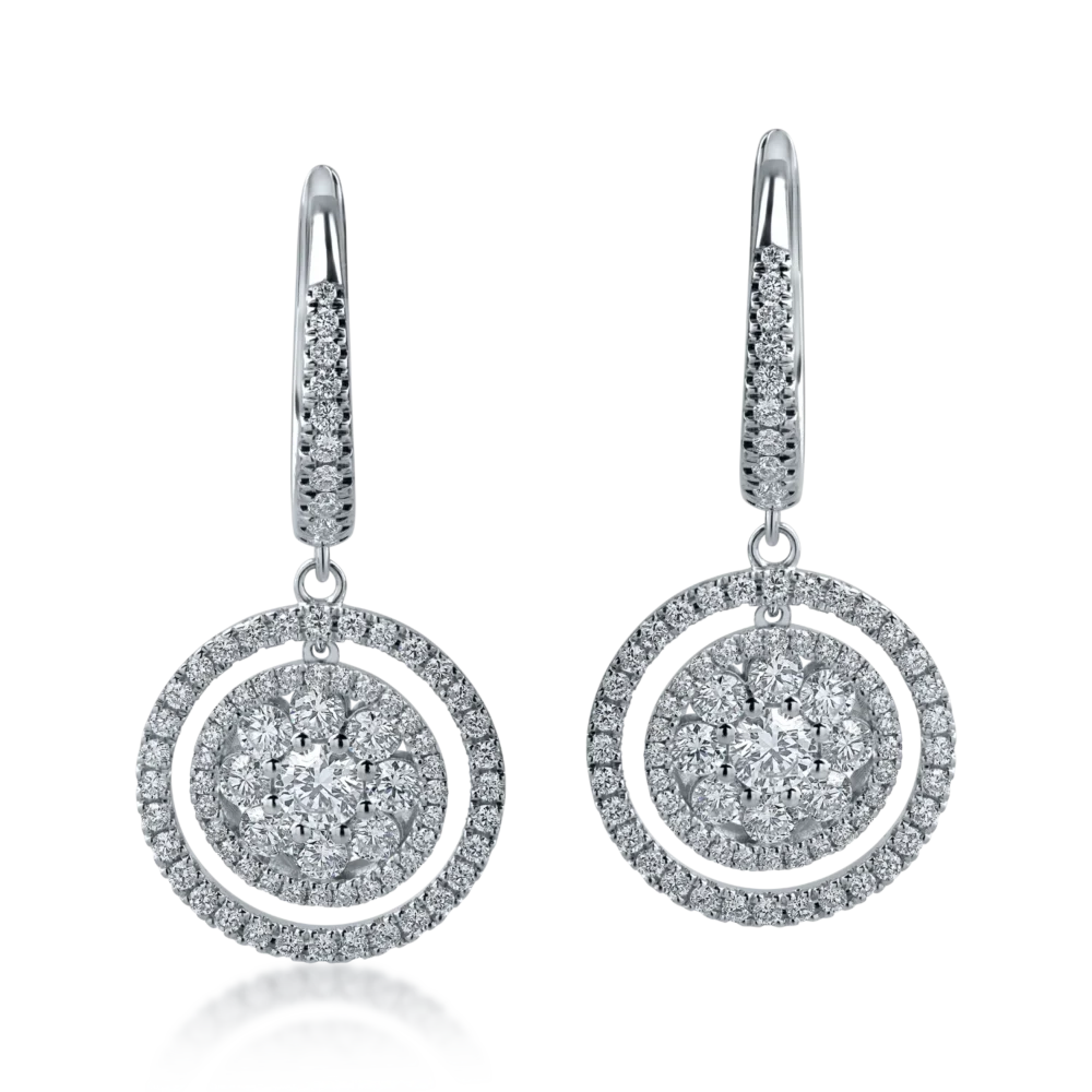 Cercei din aur alb cu diamante de 1.64ct - imagine 2