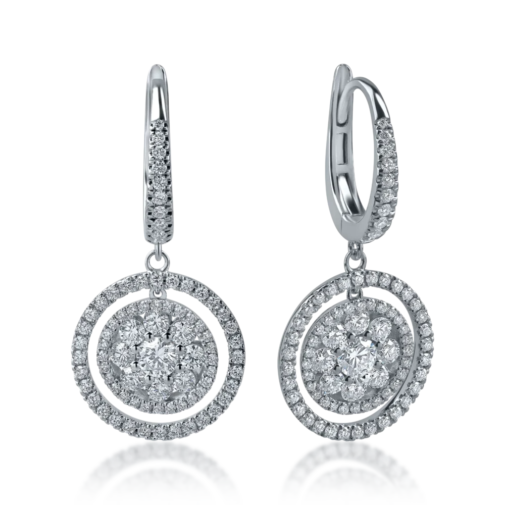 Cercei din aur alb cu diamante de 1.64ct