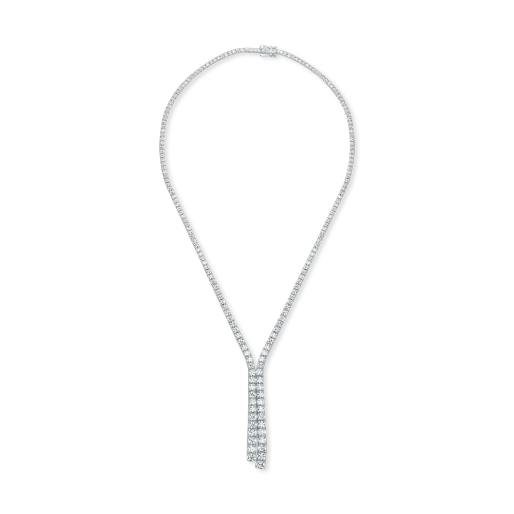 Colier tennis din aur alb cu diamante de 9.6ct
