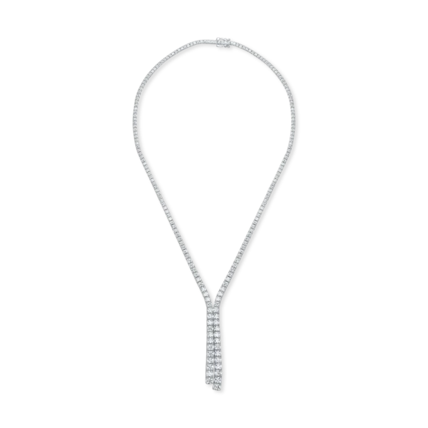 Colier tennis din aur alb cu diamante de 9.6ct