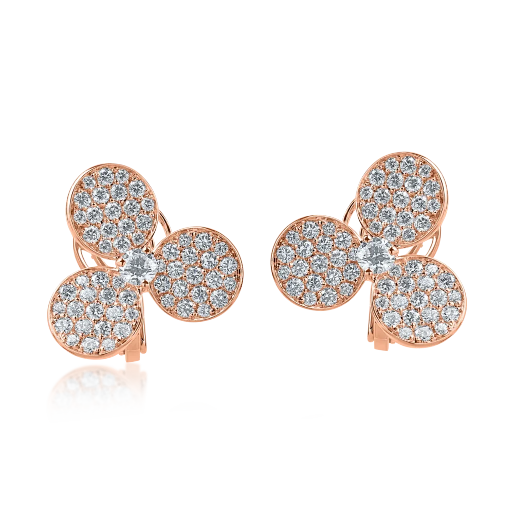 Cercei din aur roz cu diamante de 1.76ct - imagine 2