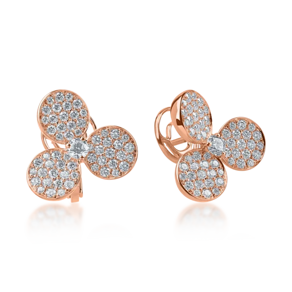 Cercei din aur roz cu diamante de 1.76ct