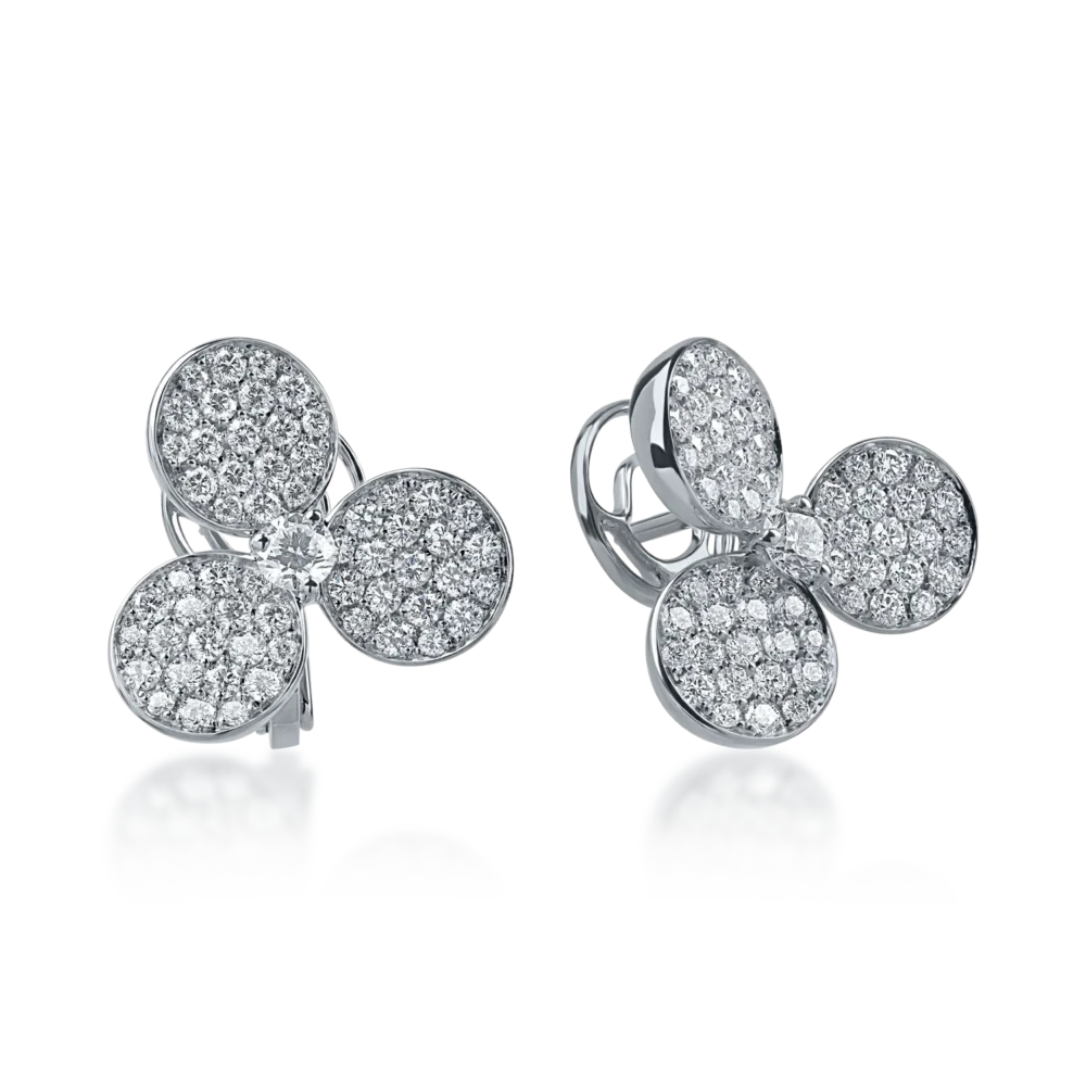 Cercei din aur alb cu diamante de 1.76ct