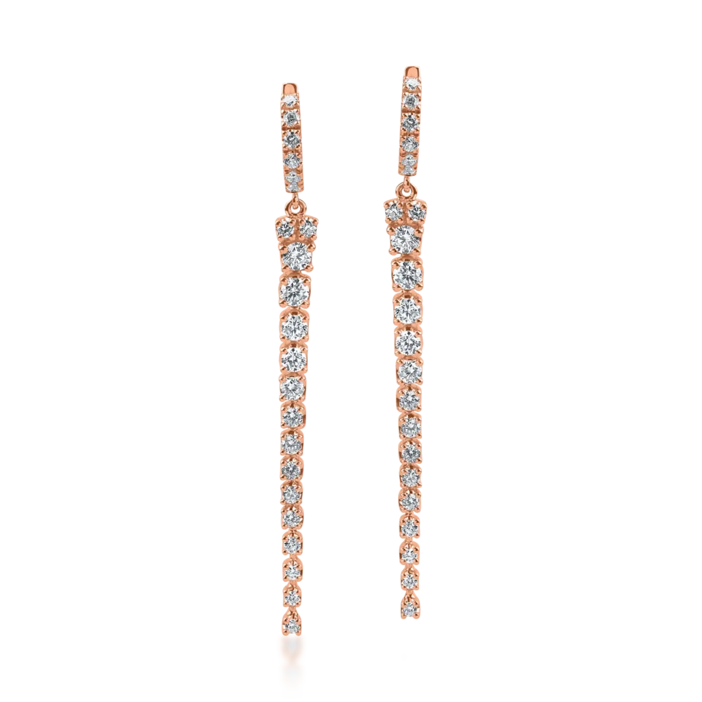 Cercei din aur roz cu diamante de 1.06ct - imagine 2