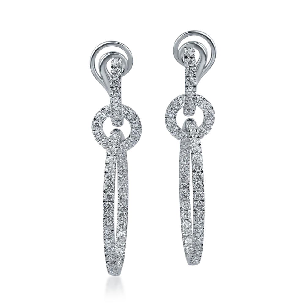 Cercei din aur alb cu diamante de 3ct - imagine 2