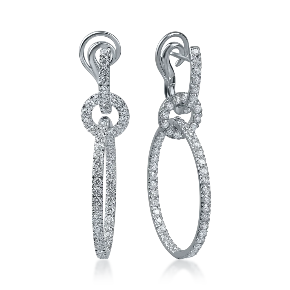 Cercei din aur alb cu diamante de 3ct