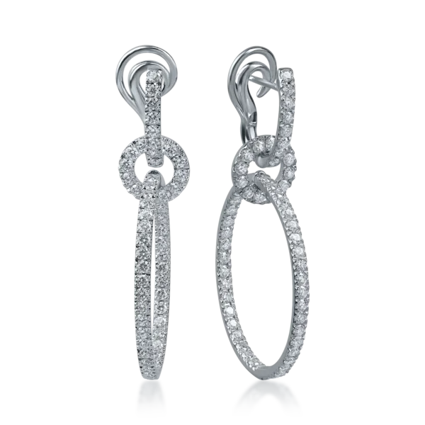 Cercei din aur alb cu diamante de 3ct