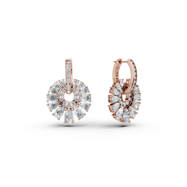 Cercei din aur roz cu diamante de 5.72ct