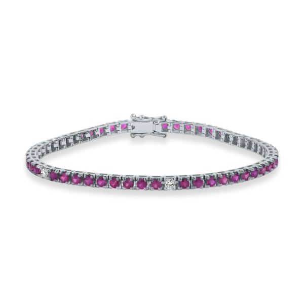 Bratara tennis din aur alb cu rubine si diamante de 4.05ct