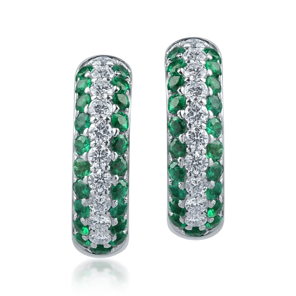 Cercei din aur alb cu diamante si smaralde de 1.22ct - imagine 2