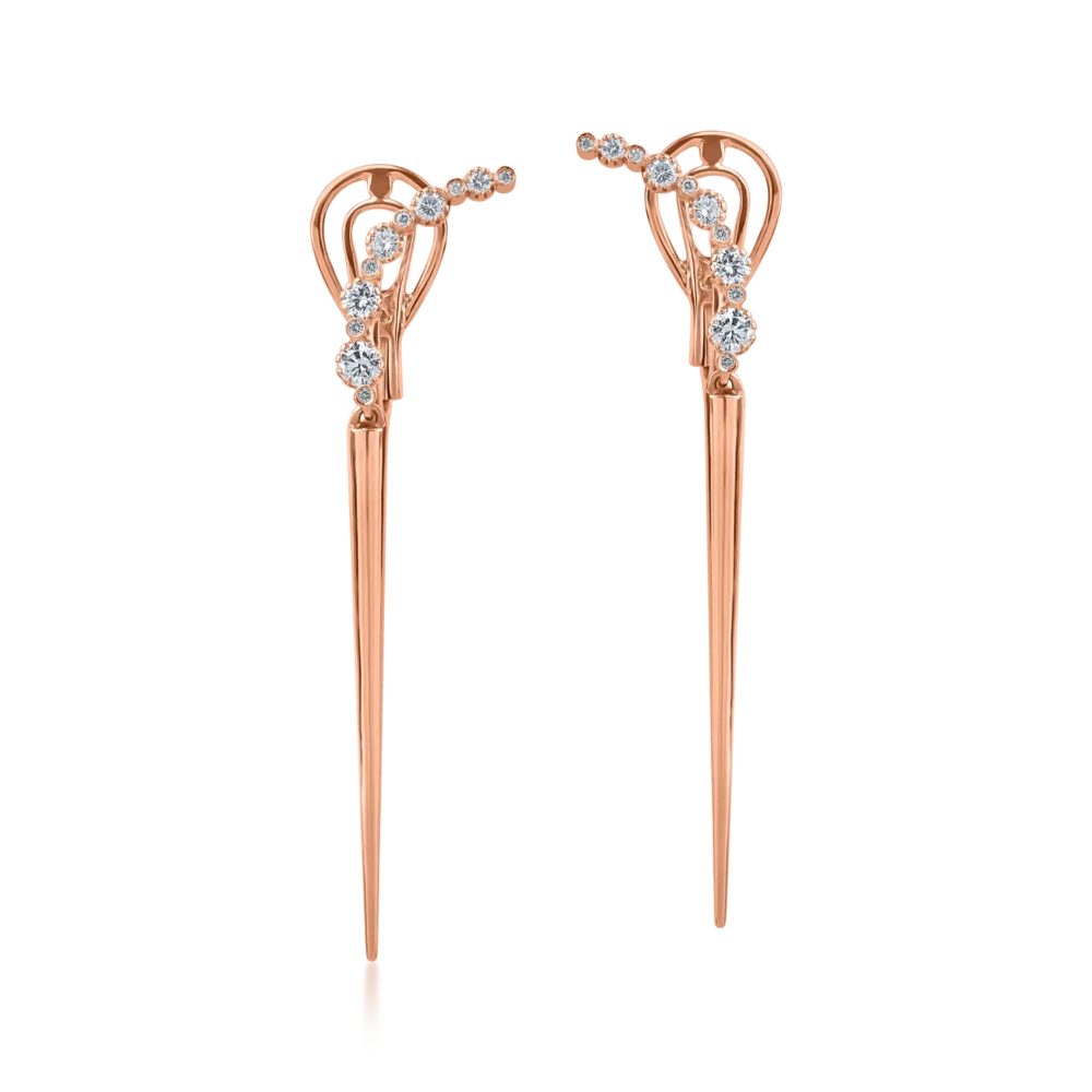 Cercei din aur roz cu diamante de 0.5ct - imagine 2