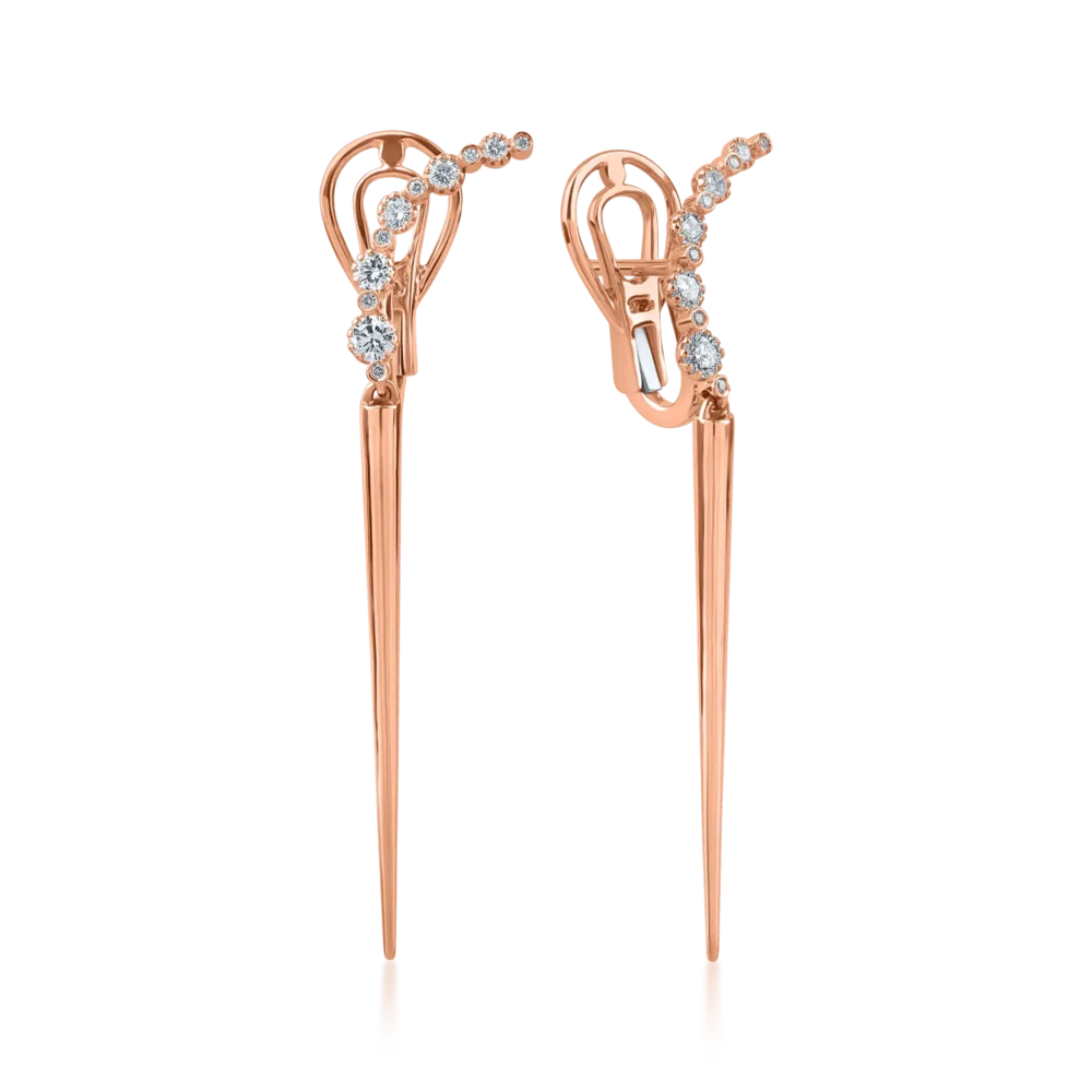 Cercei din aur roz cu diamante de 0.5ct