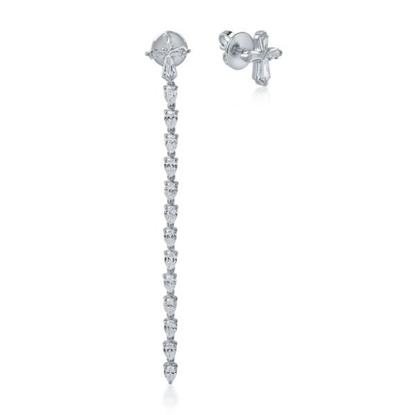 Cercei din aur alb cu diamante pear si kite de 2.89ct