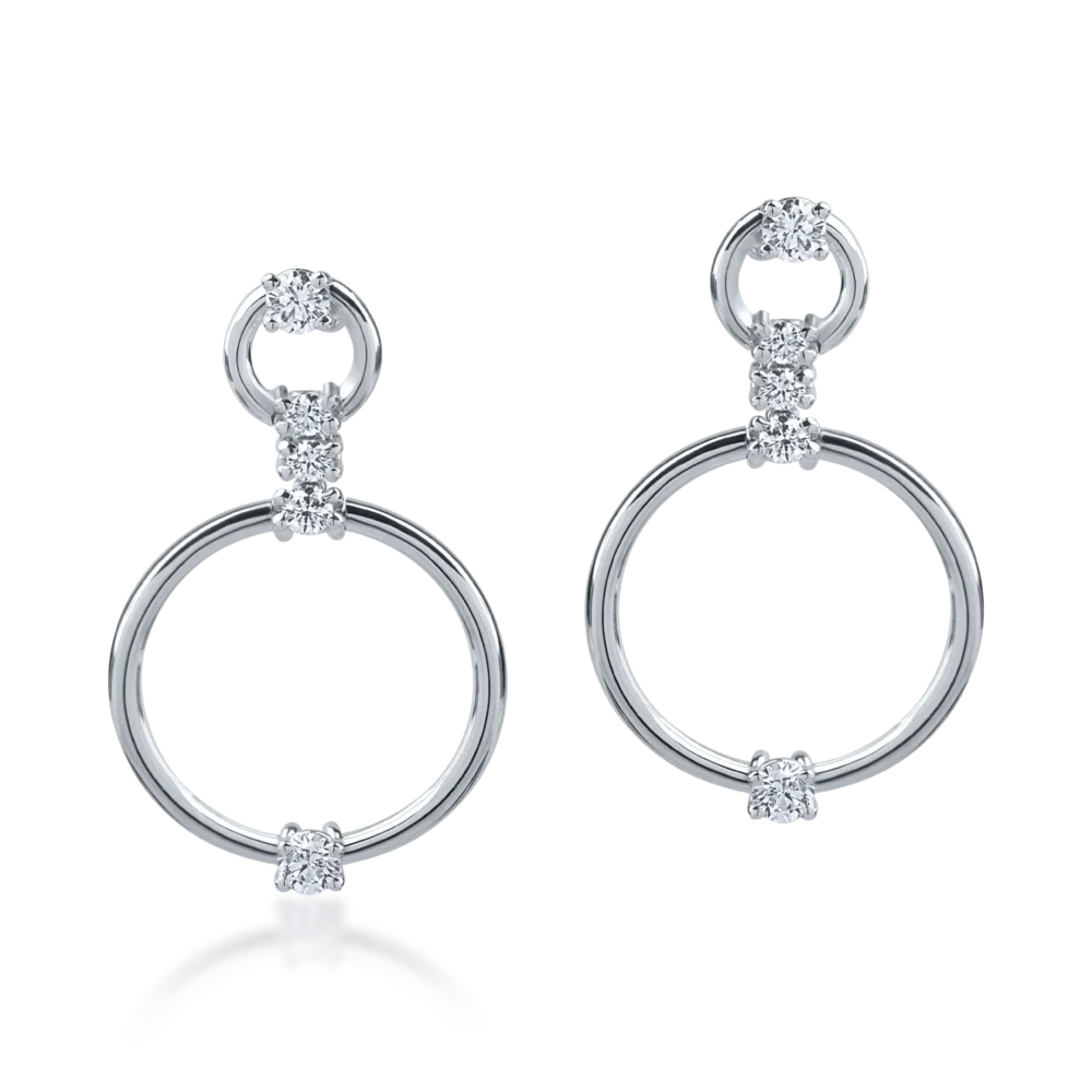 Cercei din aur alb cu diamante de 0.76ct - imagine 2