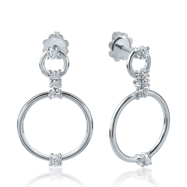 Cercei din aur alb cu diamante de 0.76ct