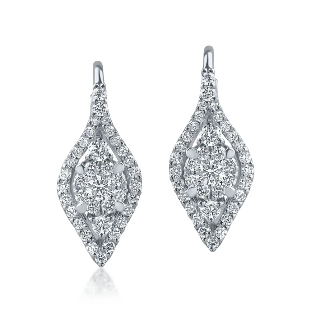 Cercei din aur alb cu diamante de 0.96ct - imagine 2