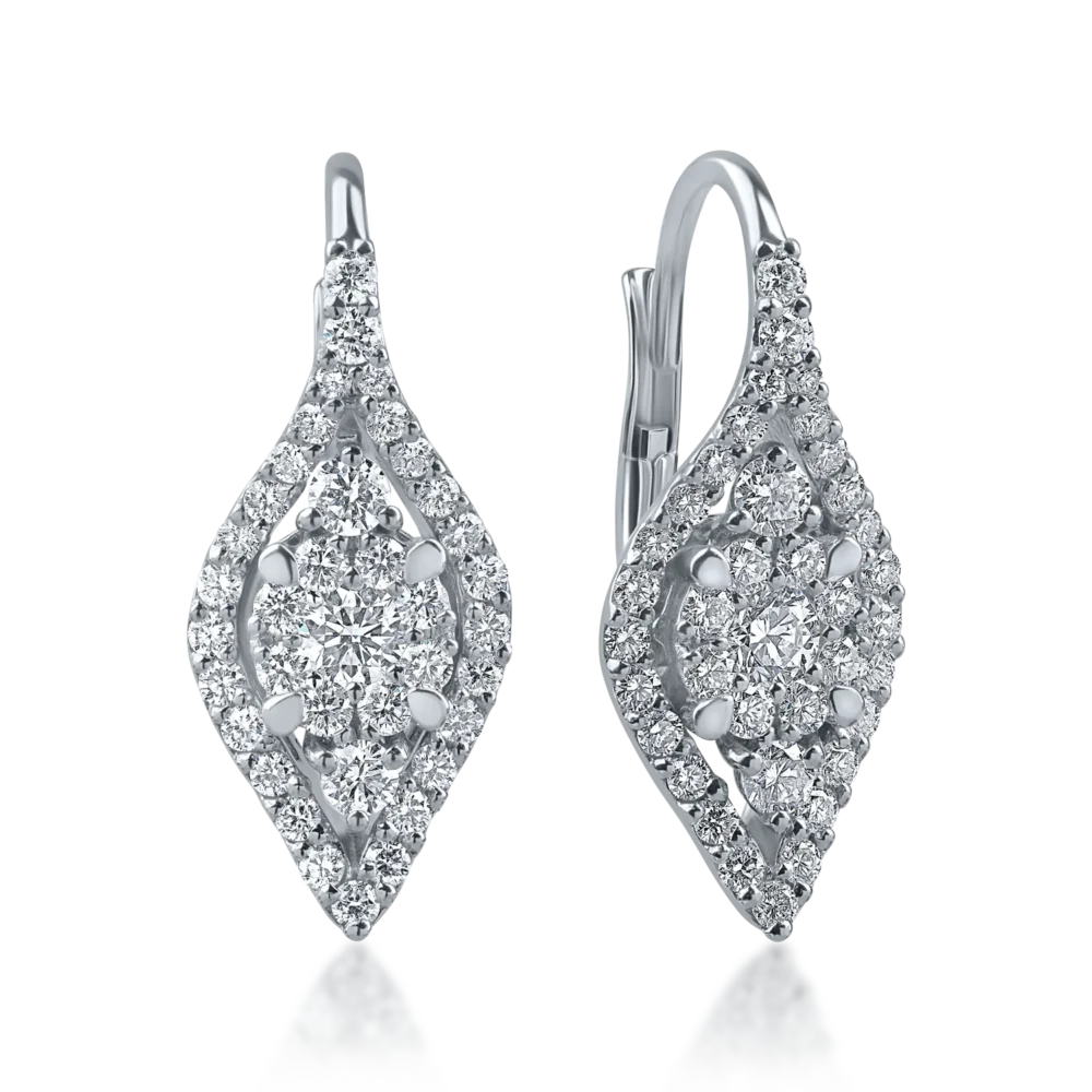 Cercei din aur alb cu diamante de 0.96ct