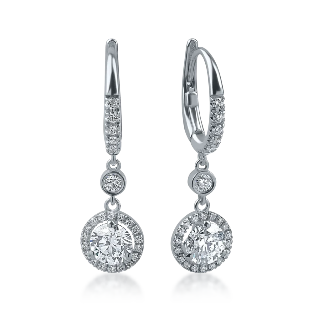 Cercei din aur alb cu diamante de 1.34ct