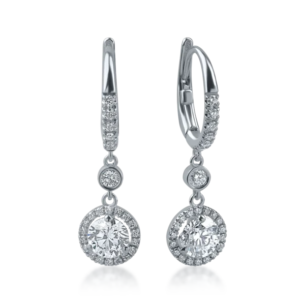 Cercei din aur alb cu diamante de 1.34ct