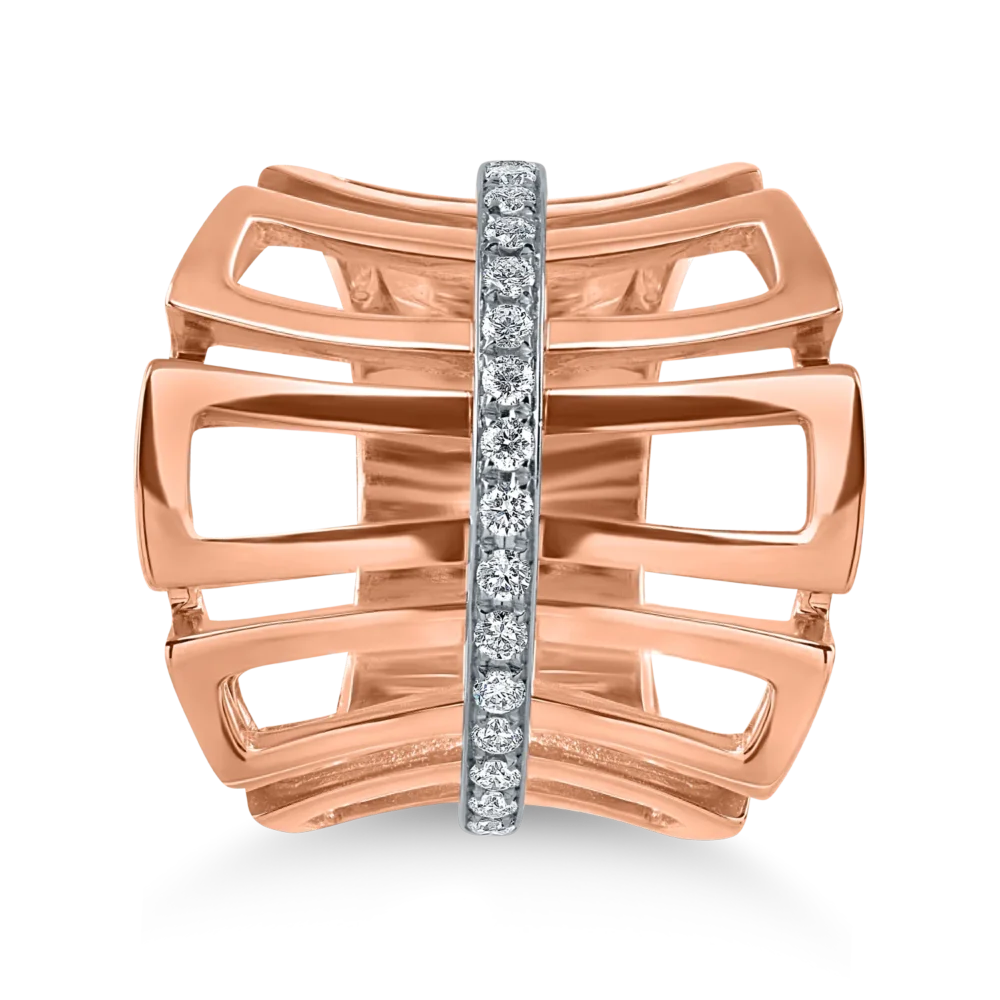 Inel din aur roz cu diamante de 0.27ct - imagine 2