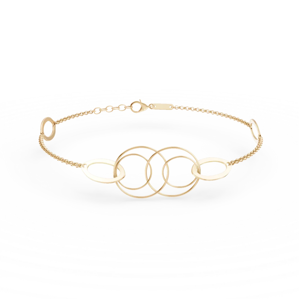 Bratara cu cercuri din aur galben